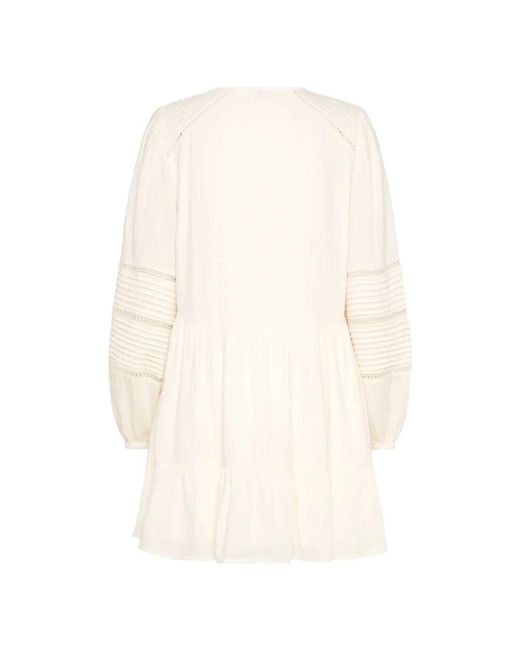 Mbym White Gehäkeltes Sommerkleid Mit Puffärmeln