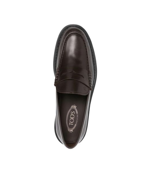 Tod's Schokoladenbraune Leder Flache Slip-On Schuhe in Black für Herren
