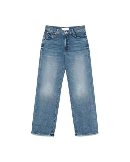 Mother Blue Denim dodger jeans mit umgeschlagenem saum