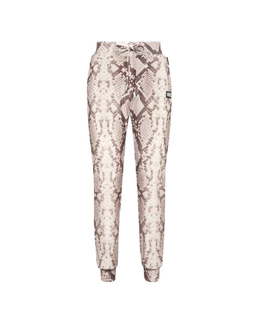 Philipp Plein Jogging Pants All-Over Python in het Natural
