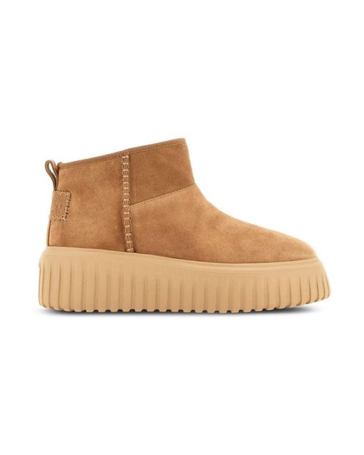 Hogan Brown H-Stripes Suede Ankle Boot for men
