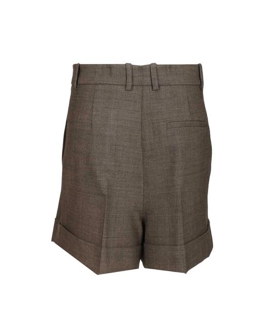 P.A.R.O.S.H. Wool Blend Pleated Shorts in het Gray