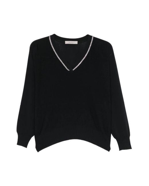 D.exterior Black V-Neck Knitwear
