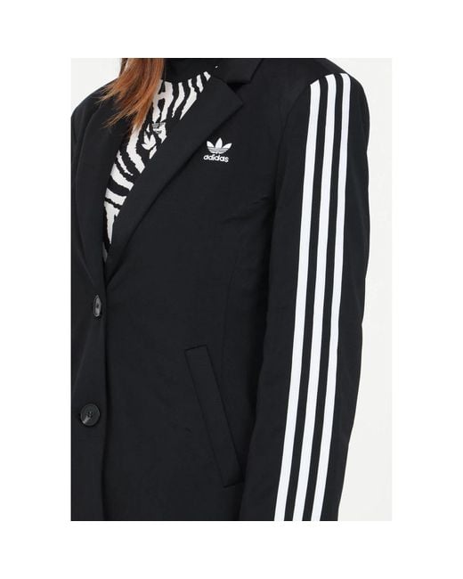 Adidas Originals Black Klassischer sportlicher Blazer mit Logo und Streifen
