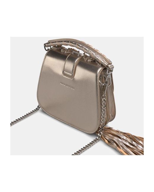 Alma En Pena. Brown Handtasche Mit Perlen