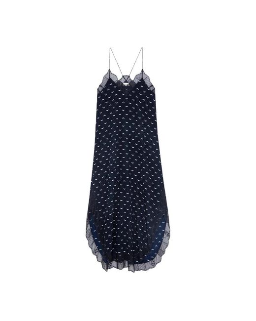 Zadig & Voltaire Blue Ristyl Graphic-print Silk Midi Dress