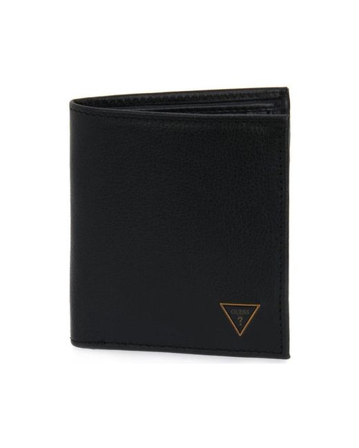 Guess Compacte Leren Portemonnee in het Black voor heren