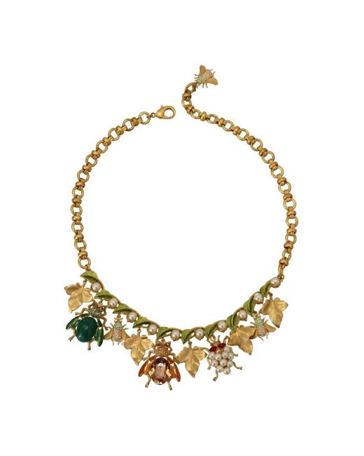 Dolce & Gabbana Metallic Blumen kristall statement halskette