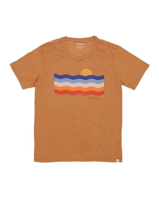 COTOPAXI Tops ,Bruin ,Katoen Disco Wave Tee Saddle T-Shirt in het Orange voor heren