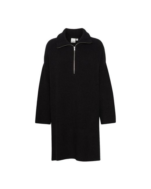 Ichi Black Knitted Dresses