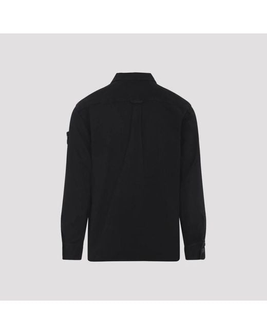 Stone Island Black Classic Button-Up Shirt With Chest Pockets for men