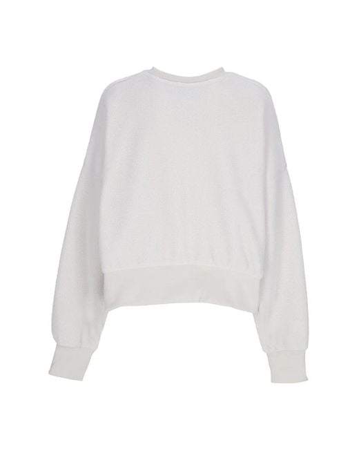 Sudadera Con Cuello Redondo Para Mujer Ropa Deportiva Felpa Mod Crop Cuello Redondo Nike de color White