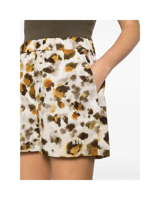 MSGM Korte Broeken ,Veelkleurig ,Katoen Casual Shorts in het Natural