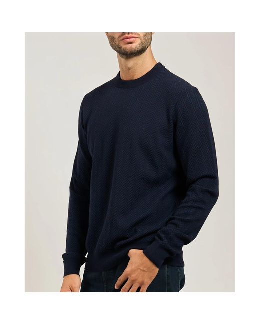 HUGO Blauer Herringbone Pullover in Blue für Herren