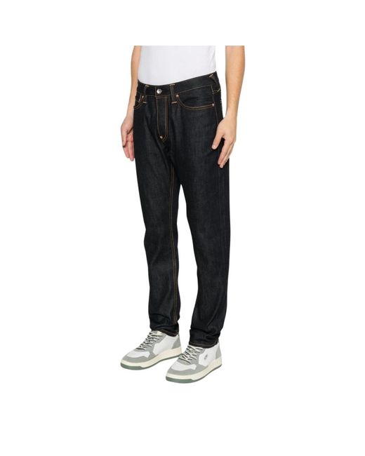 Evisu Jeans ,Blauw ,Straight Jeans in het Black voor heren