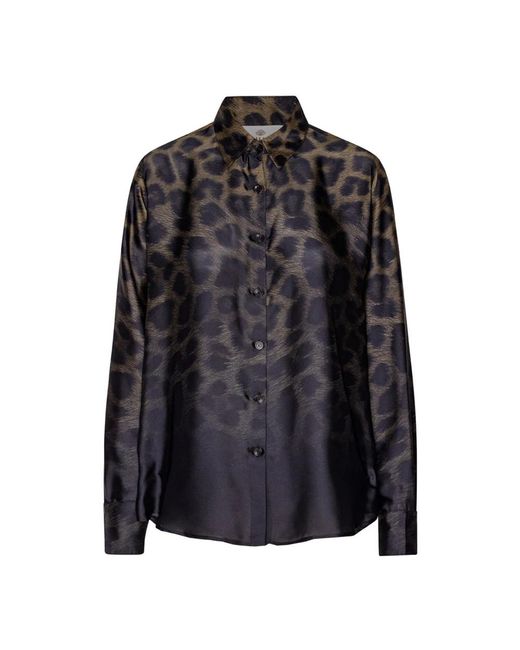 Karmamia Overhemden ,Veelkleurig ,Polyester Gradient Leo Blouse in het Black