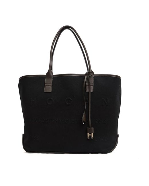 Hogan Black Canvas-Handtasche Mit Lederakzenten