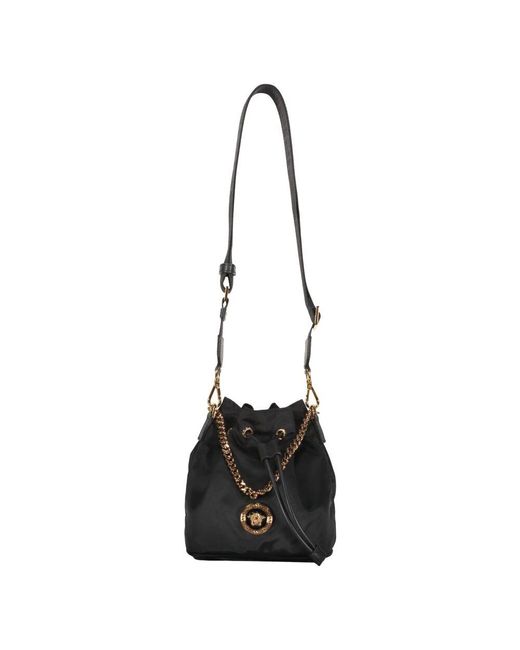 Versace Black Kordelzug Eimer Tasche Mit Lederdetails
