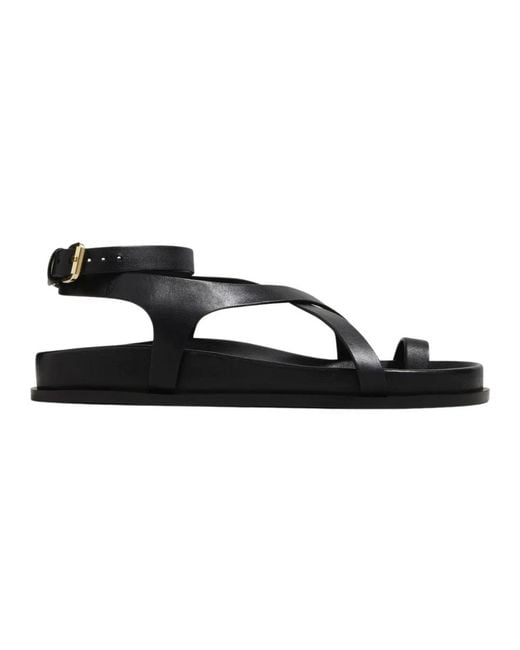 A.Emery Black Flat Sandals