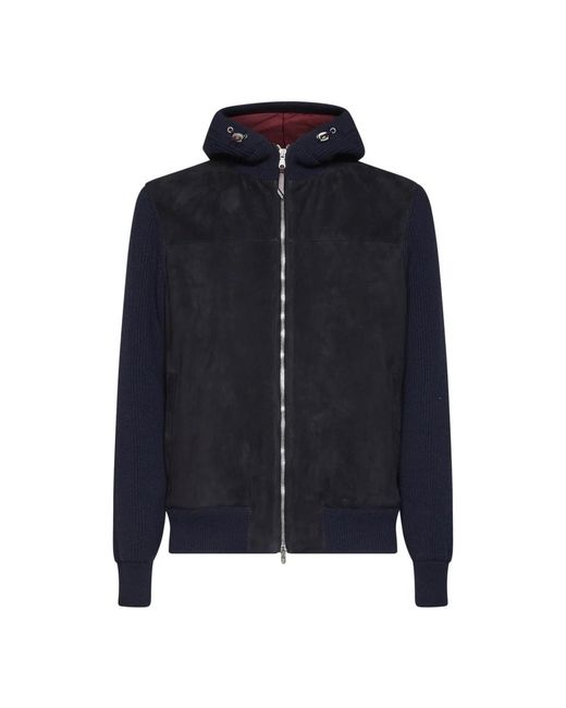 Brunello Cucinelli Blue Leather Jackets for men