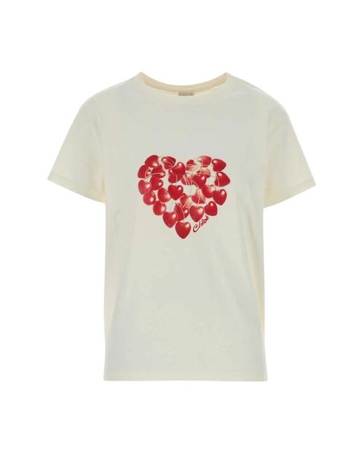 Chloé Tops ,Wit ,Katoen T-Shirt in het White