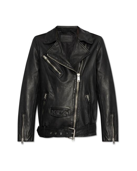AllSaints Jassen ,Zwart ,Leren Jas Billie in het Black