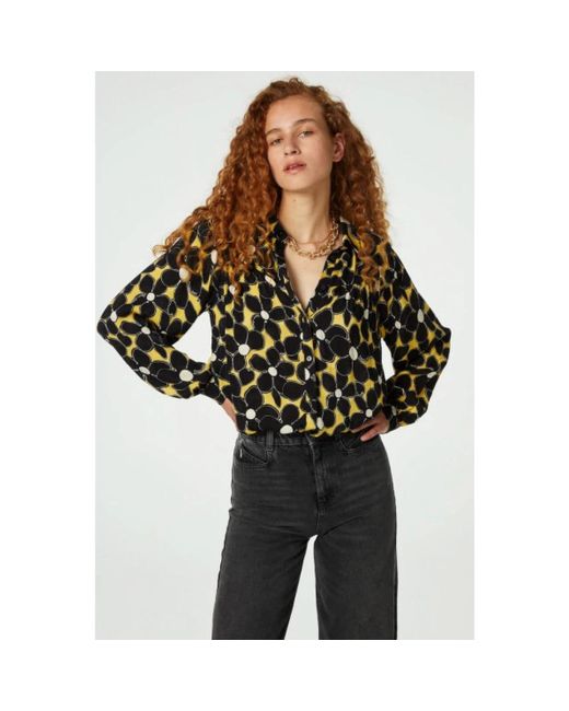 FABIENNE CHAPOT Overhemden ,Zwart ,Gebloemde Jacquard Blouse in het Black