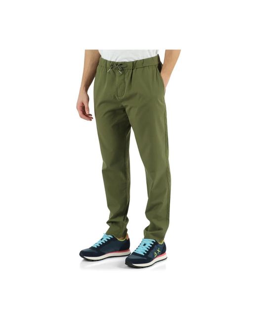 Sun 68 Green Slim-Fit Trousers for men
