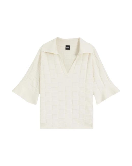 HUGO Women's White V-Neck Knitwear