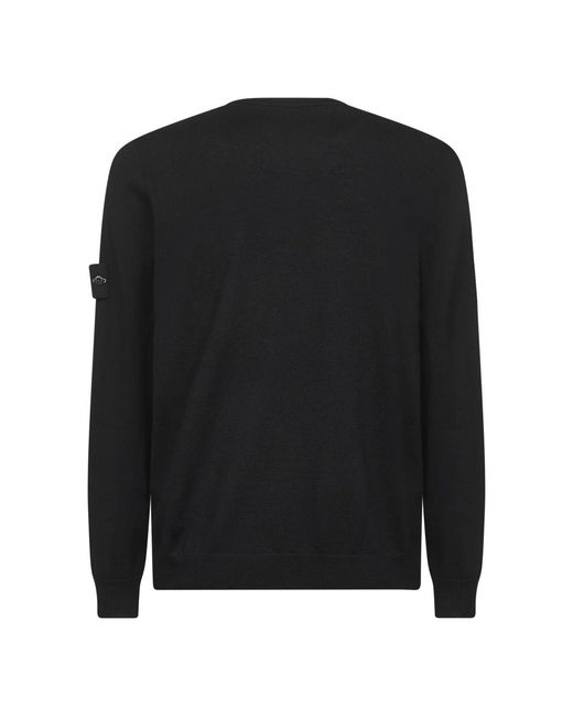 Stone Island Black Round-Neck Knitwear for men