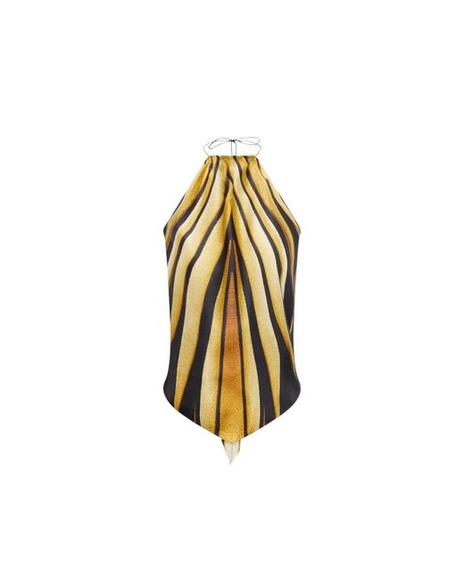 Roberto Cavalli Gouden Print Zijden Top Sjaal in het Metallic