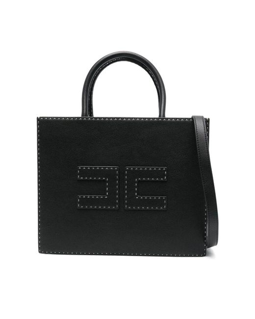Elisabetta Franchi Black Schwarze shopper tasche für frauen