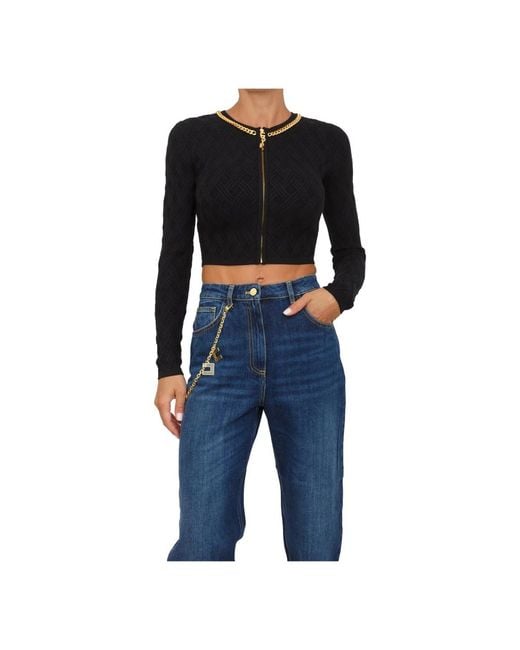 Elisabetta Franchi Jassen ,Zwart ,Polyester Elegante Gebreide Top in het Black