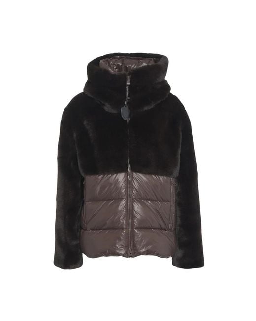 Blauer Jassen ,Bruin ,Leer Down Jacket in het Black