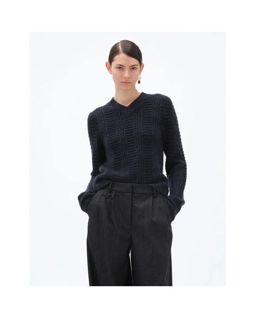 REMAIN Birger Christensen Blue V-Neck Knitwear