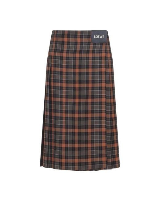 Loewe Geplooide Rok in het Brown