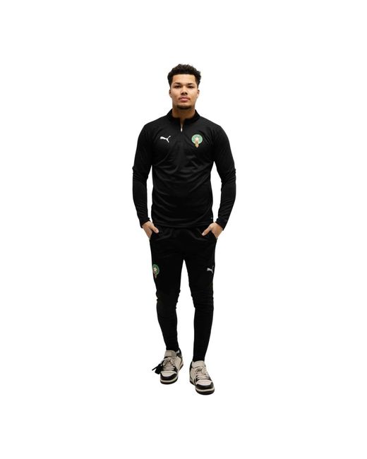 PUMA Fitness ,Zwart ,Katoen Marokko Teamfinal Trainingspak Zwart 2025/2026 in het Black voor heren
