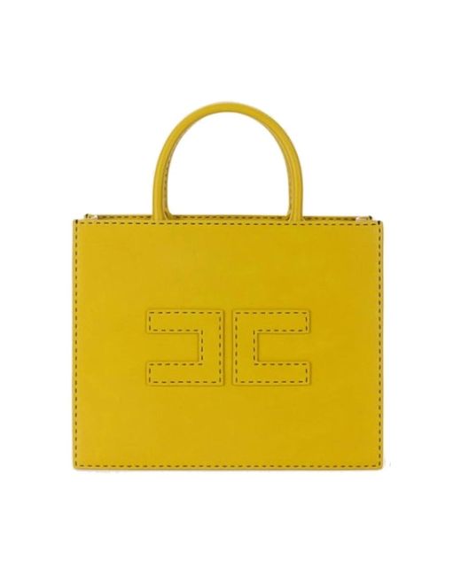 Elisabetta Franchi Yellow Kontrastierende logo-innenfutter kleid