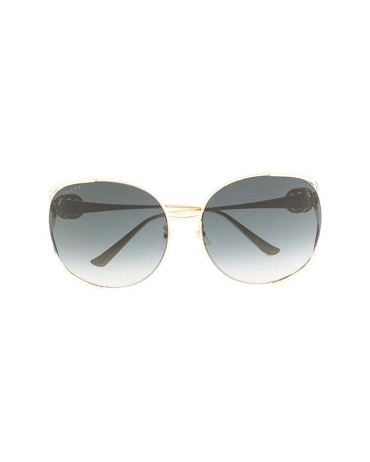 Gucci Gray Goldene sonnenbrille mit originalzubehör