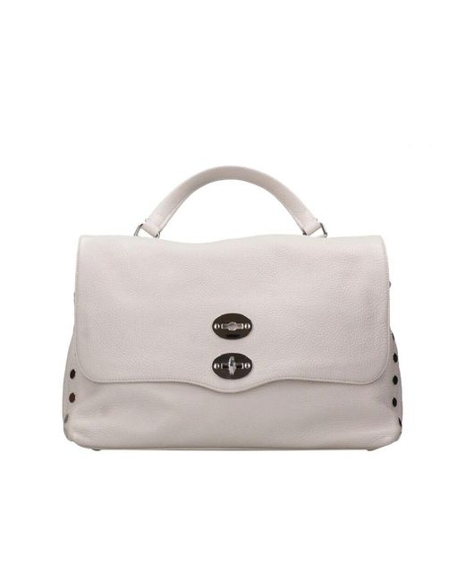 Zanellato Gray Strukturierte lederschultertasche mit nieten