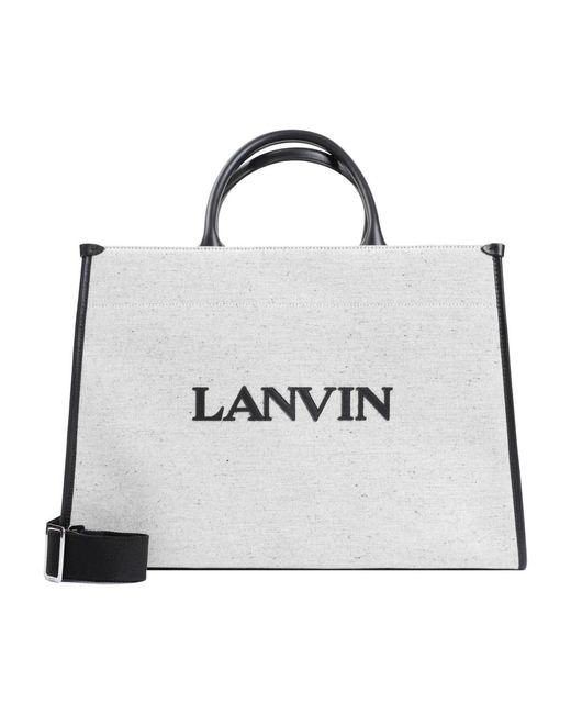 Lanvin Baumwoll-tote-tasche beige schwarz in White für Herren