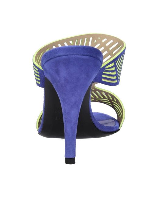 Fabi Blue Heeled Mules