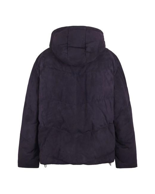 Brunello Cucinelli Jassen ,Blauw ,Leer Gewatteerd Leren Jack in het Blue voor heren