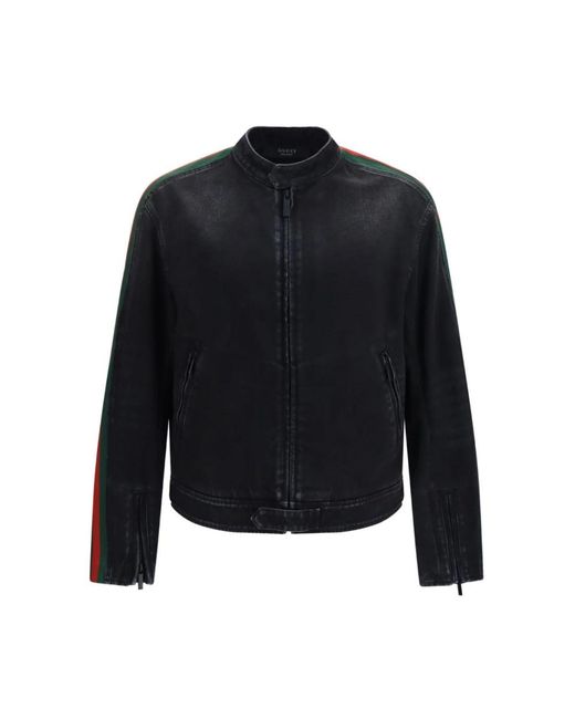 Gucci Blue Leather Jackets for men