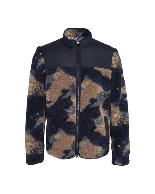 Barbour Hoodies & Sweatvesten ,Veelkleurig ,Polyester Camo Drafthouse Fleece Jas in het Blue voor heren