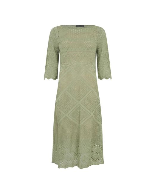 Alberta Ferretti Midi Jurk Met Wijde Halslijn in het Green