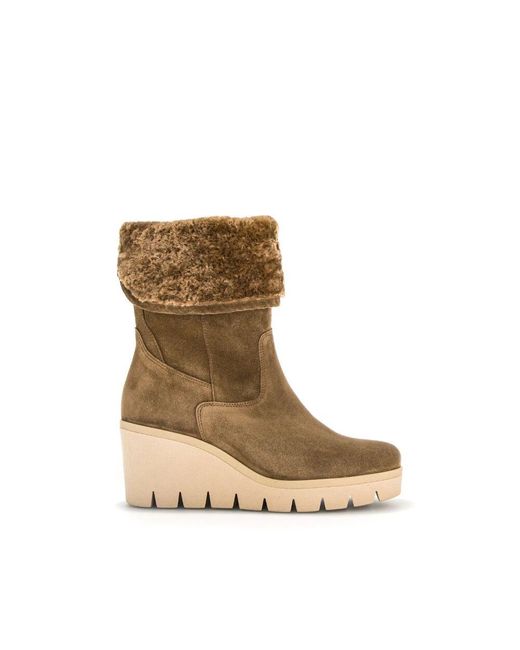 Gabor Brown Samt keil stiefeletten