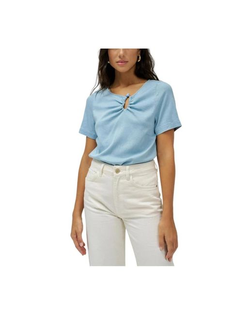 Salsa Jeans Overhemden ,Blauw ,Denim Lightdenim Blouse in het Blue