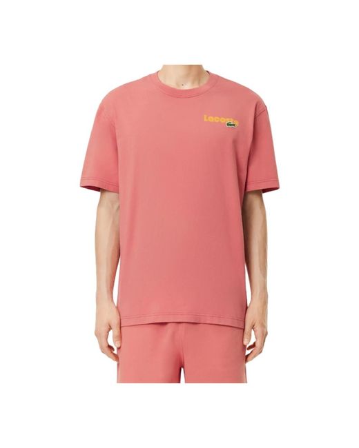 Lacoste Rosa trendiges baumwoll-t-shirt in Pink für Herren