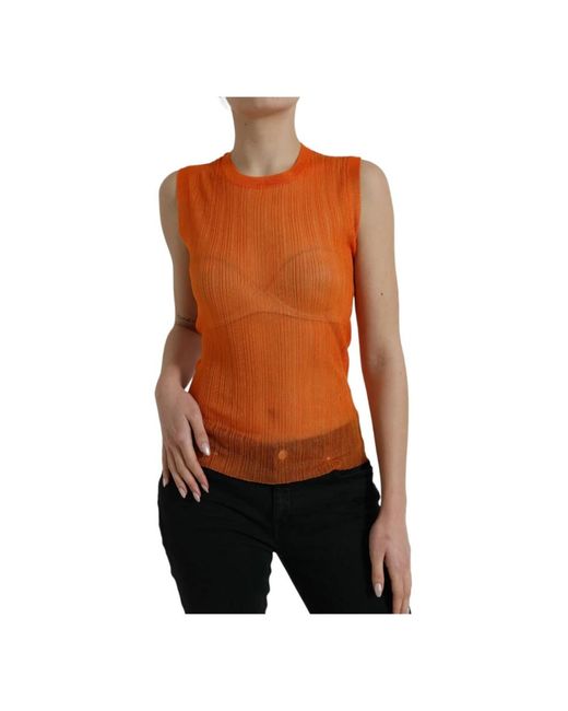 Sleeveless Tops di Dolce & Gabbana in Brown